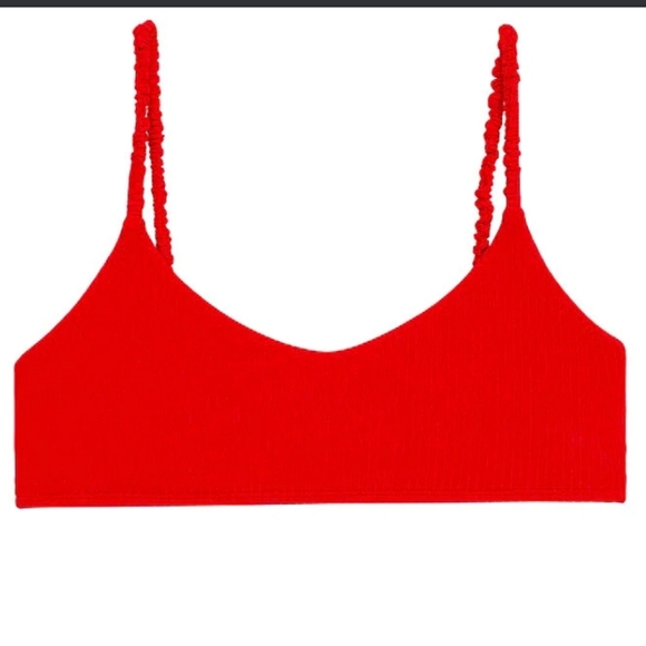 PQ Swim Women Red Athena Halter Bikini top Athena ribbed swim bottom 2 pc Medium - Picture 5 of 6